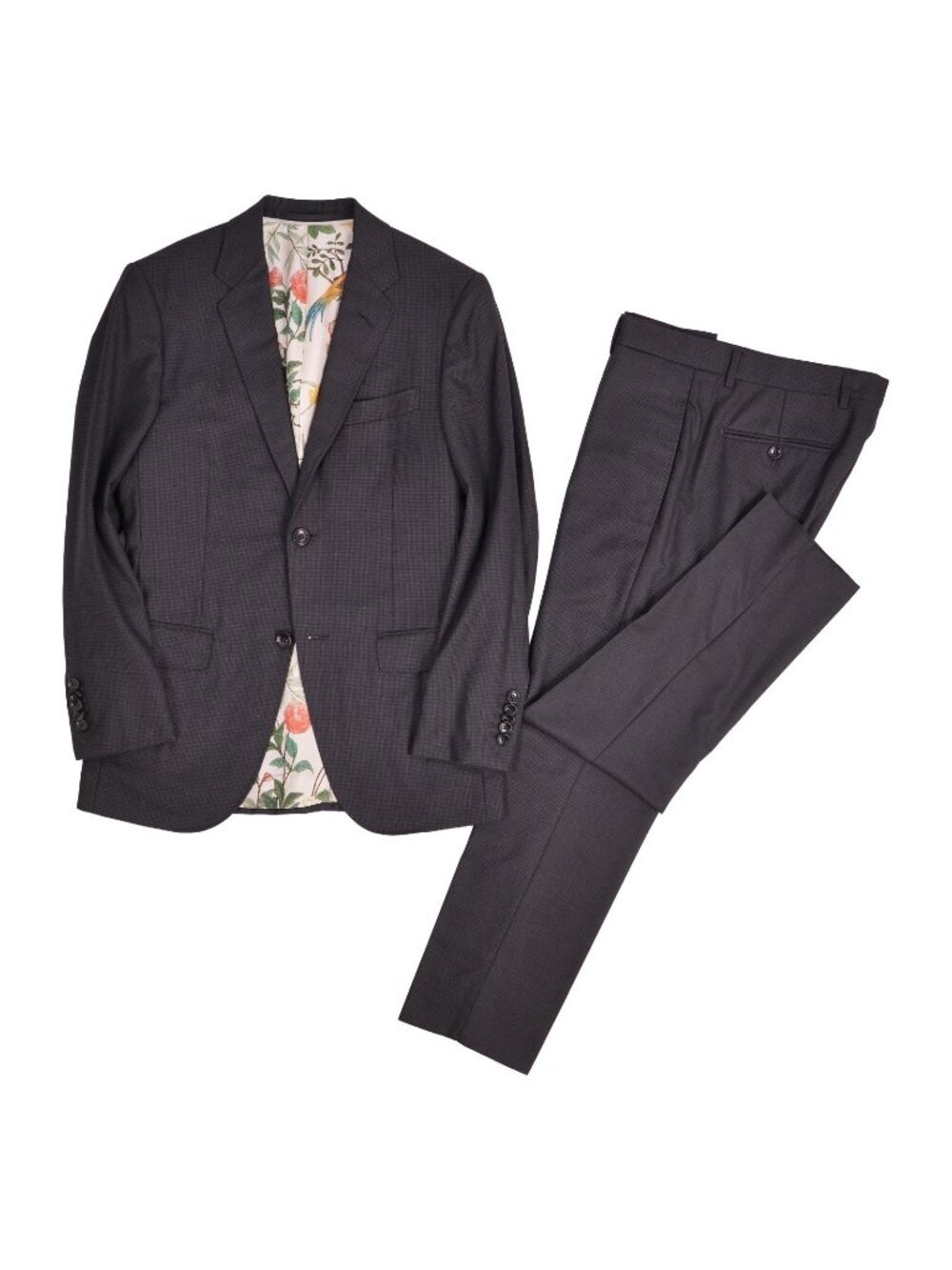 Gucci Set Suit Single Houndstooth Jacket Pants Wool Cashmere Black